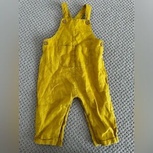 Zara baby yellow linen overalls 9-12 months